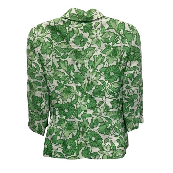 Loft Womens Green White Floral Linen Rayon Blend Jacket Blazer Size 4 New - Picture 7 of 8